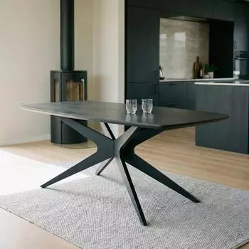 Idimex TAVO Esstisch oval 180x90cm, schwarz, MDF (800001489737)