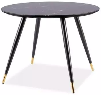 Feldmann-Wohnen Cyryl Ceramic Esstisch rund, Marmor Optik, Metall, schwarz (100x76x100cm)
