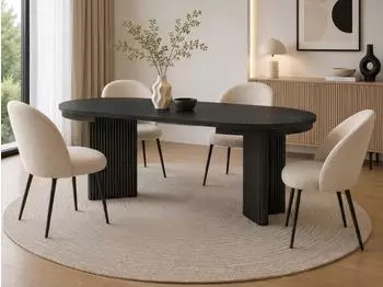 Beautysofa Prestige runder Esstisch, ausziehbar &Oslash; 100-180cm, schwarz, Metallbeine (800001825238)
