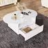 Stilvora Couchtisch Wolkenform weiß, Push-to-open-Schublade, 100×60×40,5cm (QTETVDLZJR4B)