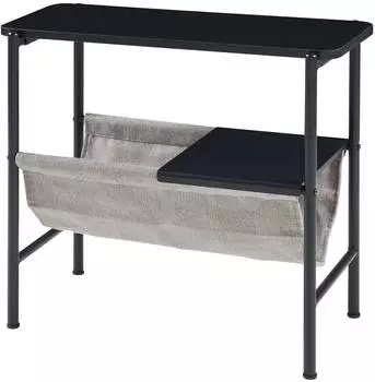 en.casa Samnanger Beistelltisch mit Textilablage, Stahl, schwarz, 60x28x53cm