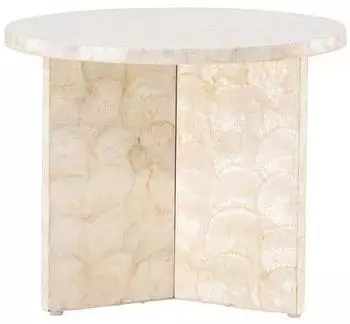 ebuy24 Smögen Beistelltisch Capiz beige, Ø40cm