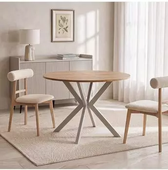 WFL GROUP Valio runder Ausziehtisch mit Metallbeinen, Kaschmir, 90–130cm (800001913459)