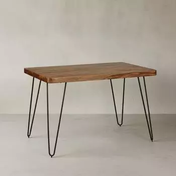 KADIMA DESIGN Balu Esstisch Massivholz, Metallbeine, braun, 120x80x76cm