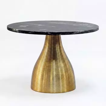 Wohnling Couchtisch rund, Marmorplatte schwarz, Aluminium-Gestell gold, 60cm (WL7.517)
