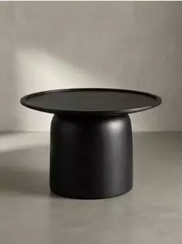 KADIMA DESIGN Couchtisch rund, Mango Massivholz, schwarz, 60x60x40cm