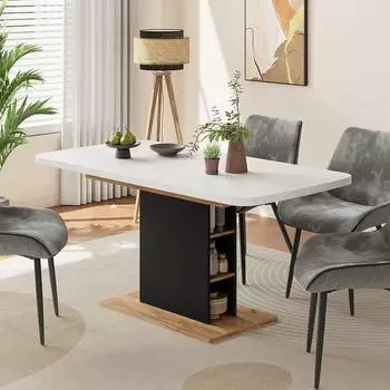 VICCO Fenaro Esstisch ausziehbar, wei&szlig;/Goldkraft Eiche, 120-160x80cm (56484)