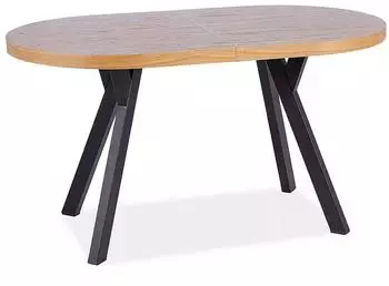 Feldmann-Wohnen Domingo Esstisch oval ausziehbar, Eiche/schwarz, 140x80cm