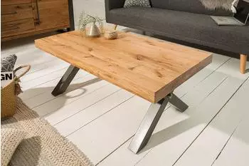 Riess-Ambiente THOR Couchtisch 110cm Wildeiche geölt, X-Gestell Metall anthrazit (38808)