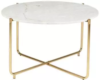 MAISON EN VOGUE Timpa Couchtisch rund, Marmor weiß/gold, Ø70cm (2300231)