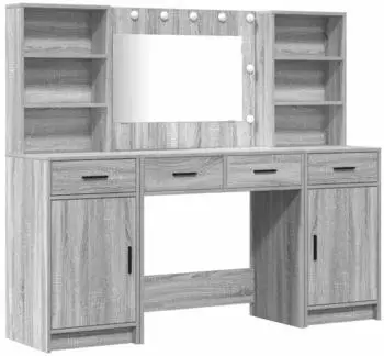 vidaXL Dressing table with LED + 3 drawers 3334286