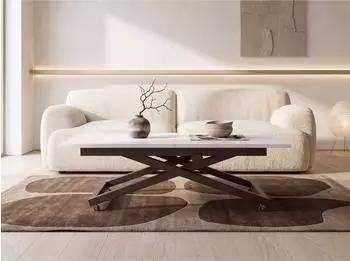 WFL GROUP Axen Couchtisch h&ouml;henverstellbar ausziehbar, wei&szlig;, 120-160x80cm (800001753293)