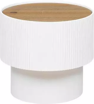 Atmosphera Enola Couchtisch mit Stauraum, Eschenfurnier, weiß, Ø38,5cm