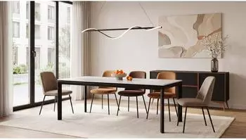 WFL GROUP Elan Esstisch ausziehbar, wei&szlig;, schwarze Metallbeine, 180&ndash;270x90cm (800001754621)