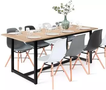 IDMarket Detroit ausziehbarer Esstisch, rechteckig, 160-200cm, 6-10 Personen (5355)