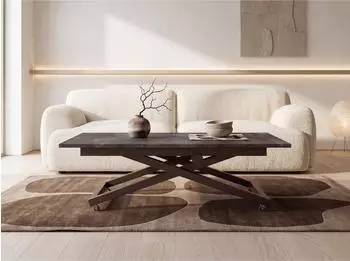 WFL GROUP Axen Couchtisch h&ouml;henverstellbar ausziehbar, Beton Dunkelgrau, 120-160x80cm (800001753279)