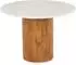 Idimex Yamuna runder Couchtisch Marmorplatte, Akazienholz, weiß/natur (60x42x60cm)