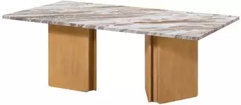 Massivmoebel24 Lugano Couchtisch Mangoholz/Marmor beige 130x70x45cm (09-200-113-1003)