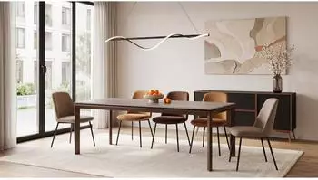 WFL GROUP Elan ausziehbarer Esstisch, Kaschmir, braune Metallbeine, 180&ndash;270x90cm (800001752598)