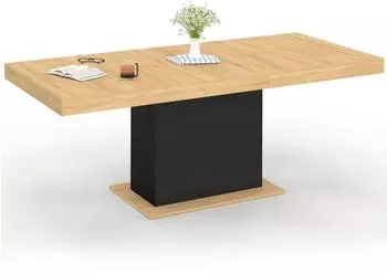 IDMarket Eden ausziehbarer Esstisch, Holz/schwarz, 160-200cm (6650)