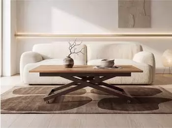 WFL GROUP Axen Couchtisch h&ouml;henverstellbar ausziehbar, Eiche Wotan, 120-160x80cm (800001753285)