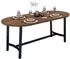 OKWISH Esstisch 180×80×75cm, abgerundete Ecken, Walnuss, Eisenbeine