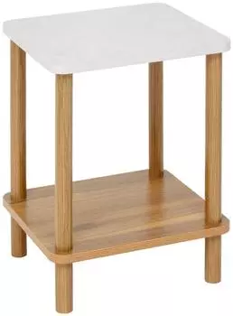 Paris Prix Côme Beistelltisch mit Ablage, Holz- und Marmoroptik