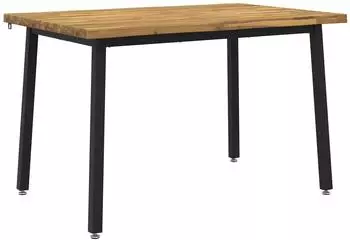 vidaXL Esstisch Akazienholz massiv, wei&szlig;/schwarz, 120x70x75cm