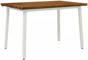 vidaXL Esstisch Akazienholz massiv, natur/wei&szlig;, 120x80x75cm