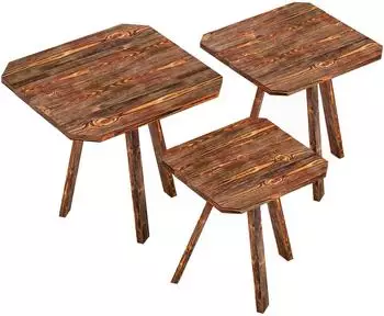 en.casa Masku Beistelltisch-Set 3-tlg., quadratisch, Holz, dunkelbraun (800000479406)