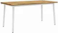 vidaXL Live Edge Esstisch 140 x 90 x 75 cm Massivholz Akazie Wei&szlig;