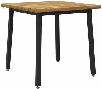vidaXL Esstisch Akazien-Massivholz wei&szlig; und schwarz, 60x55x75cm