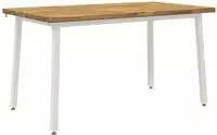 vidaXL 140 x 80 x 75 cm Massivholz Akazie Wei&szlig; Rechtwinklig