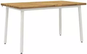 vidaXL Esstisch Akazienholz massiv, wei&szlig;, 140x80x75cm