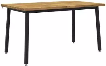 vidaXL Esstisch Akazienholz massiv 140x70x75cm wei&szlig;/schwarz (937605)