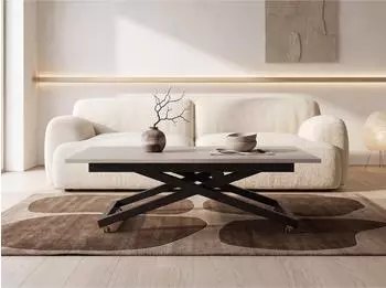 WFL GROUP Axen Couchtisch h&ouml;henverstellbar ausziehbar, Kaschmir, 120-160x80cm (800001754253)