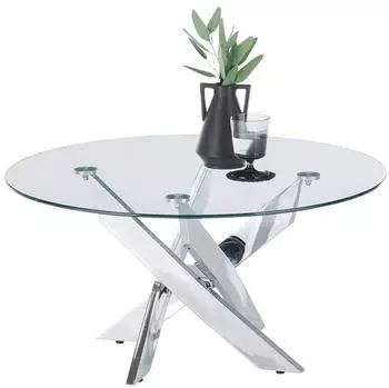MCA Furniture Kopenhagen Couchtisch rund, Klarglas & Chrom, &Oslash;80cm