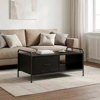 vidaXL Couchtisch Holzwerkstoff schwarz Eichen-Optik 90x49x41cm