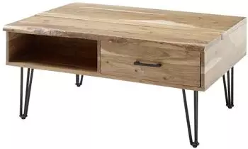 Robas Lund MUSTIQUE Couchtisch Akazienholz mit Klappe & Schubkasten, 110x50x72cm