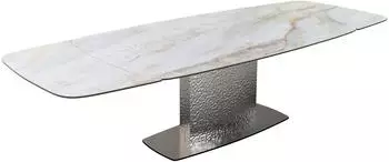 DeLife Edge Esstisch Boot 200-300x120cm Keramik Onyx Pearl Wave, ausziehbar
