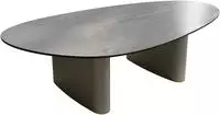 DELIFE Couchtisch Edge Oval 140x75 cm Keramik Beton Grau Ovada Effektfinish...