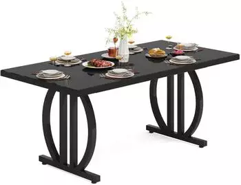 LuxusKollektion Esstisch rechteckig 160x80cm, schwarz, Metallgestell, industriell
