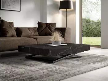 Feldmann-Wohnen Sanna U Couchtisch/Esstisch höhenverstellbar ausziehbar 120-200x80cm, schwarz