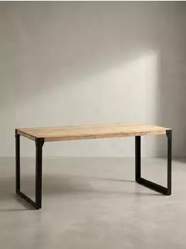KADIMA DESIGN Esstisch Akazie Massivholz, Metallbeine, Industrial, 180x90x76cm