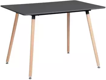 LuxusKollektion Esstisch rechteckig 110x70cm, schwarz, Buchenholzbeine