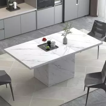 LuxusKollektion Esstisch rechteckig Marmoroptik weiß 140x75cm (HSH)