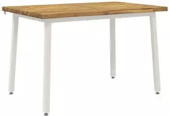 vidaXL Esstisch 120x70x75cm Akazienholz massiv, wei&szlig;, rechteckig
