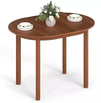 LuxusKollektion Ovaler Esstisch Walnuss, Gummibaumholzbeine, 100x78cm