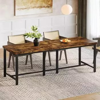 LuxusKollektion Esstisch 200cm, rechteckig, rustikal braun, Metallbeine, 6-8 Personen