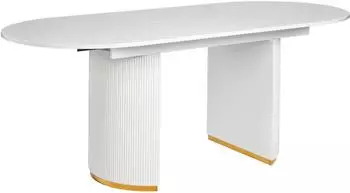 Beliani Dulverton ausziehbarer Esstisch, weiß, 160/200x90cm